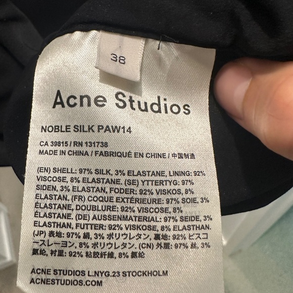 Acne Studios Black silk Pencil midi dress with long sleeves - Picture 6 of 7